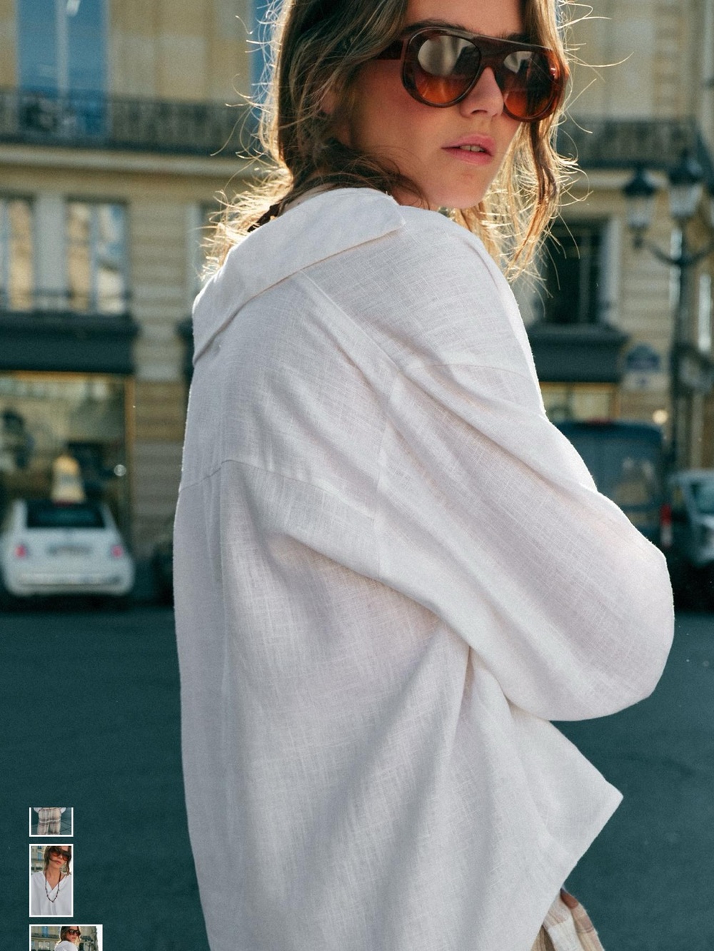 Zara White V-Neck Lightweight Linen Blouse - Picture 3 of 3